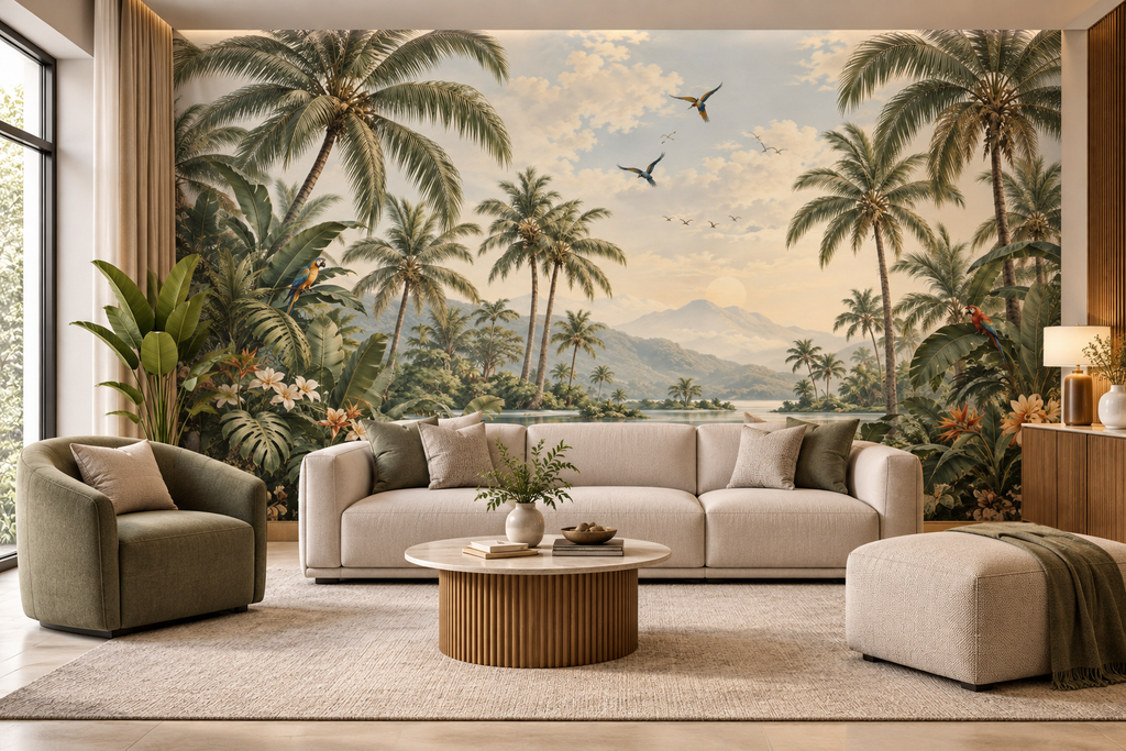 Tropical Paradise Palm Mural Wallpaper